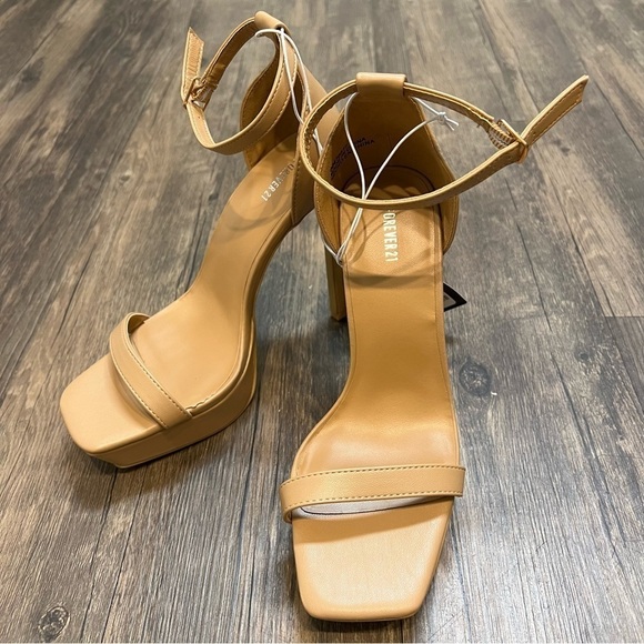 NWT F21 Nude Open Toe Platform Stiletto High Heels Size 8 - Picture 8 of 10